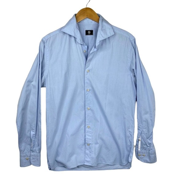Men's Bogner Light Blue Texured Button Down Long Sleeve Collared Shirt-40 - Picture 1 of 5